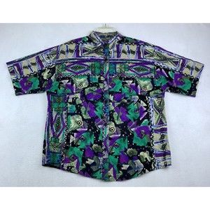 Rafter JX Women's VTG Shirt Size M/S 80s 90s Aztec Art Made In USA Rodeo Western